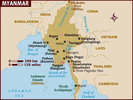 Mapa - Birmania
