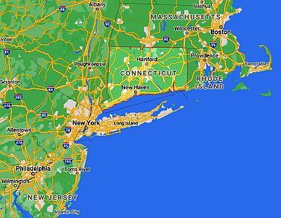 Connecticut, ubicación en el mapa