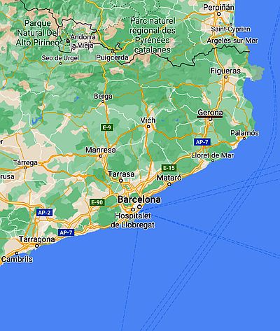 Girona, ubicación en el mapa