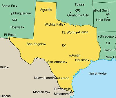 Texas, mapa
