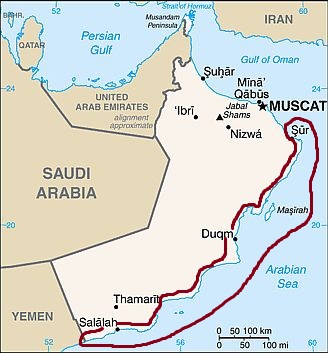 La costa del Mar Arábigo
