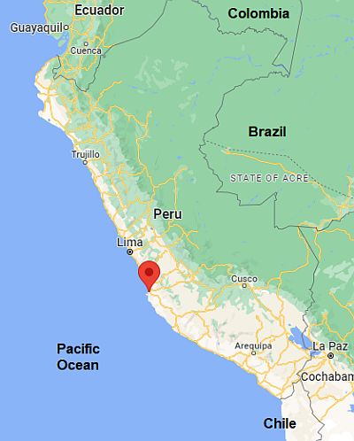 Pisco, ubicación en el mapa
