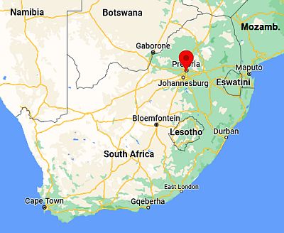 Pretoria, ubicación en el mapa