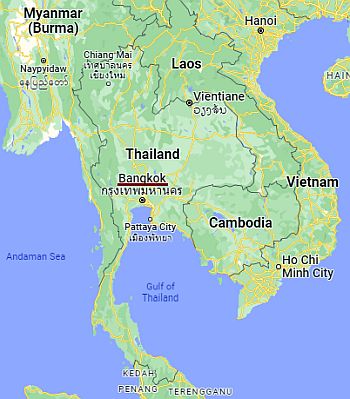 Bangkok, ubicación en el mapa