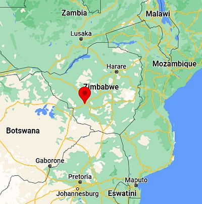 Bulawayo, ubicación en el mapa