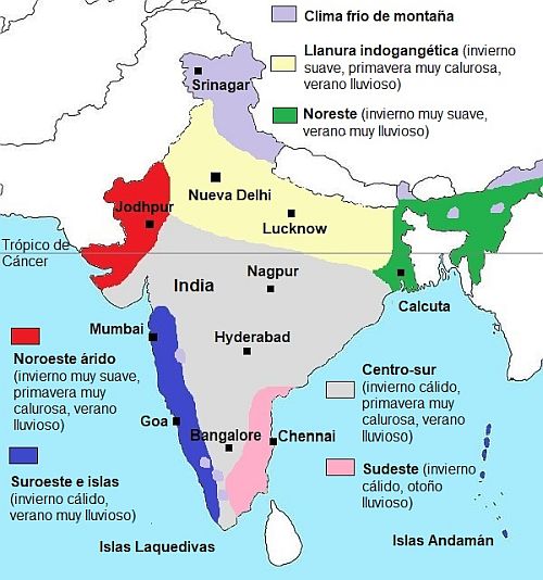 Zonas climáticas en la India