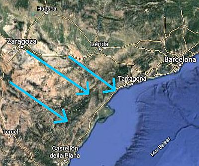 El Cierzo que choca con las montañas de Cataluña