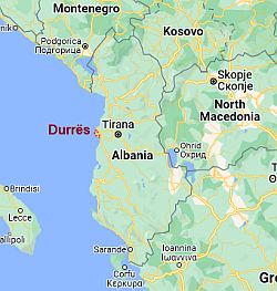 Durrës, ubicación en el mapa