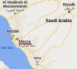 La Meca, ubicación en el mapa