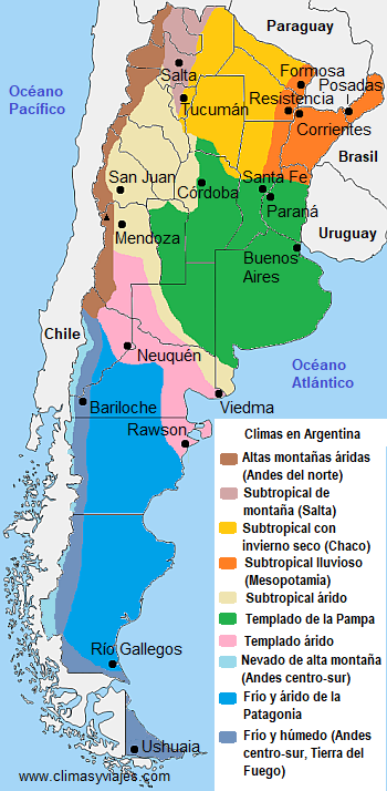 Zonas climáticas en Argentina