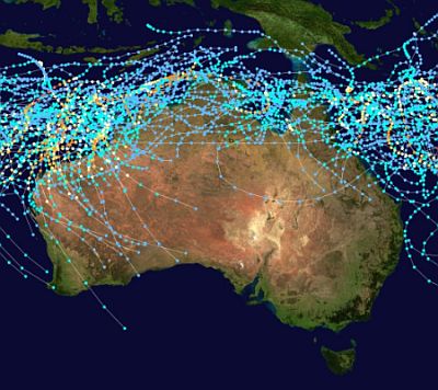Zonas afectadas por ciclones en Australia