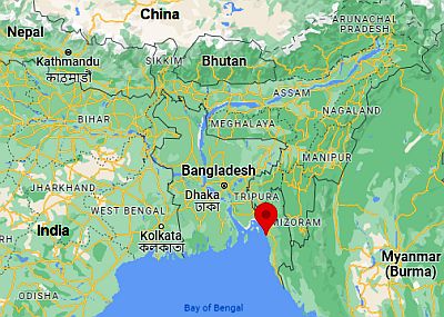 Chittagong, ubicación en el mapa