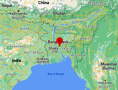 Daca, ubicación en el mapa