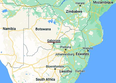 Gaborone, ubicación en el mapa