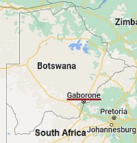 Gaborone, ubicación en el mapa
