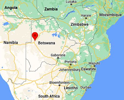 Ghanzi, ubicación en el mapa