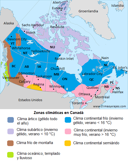Zonas climáticas en Canadá
