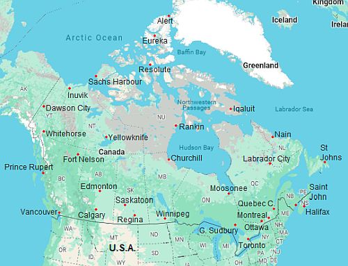 Mapa con ciudades - Canadá
