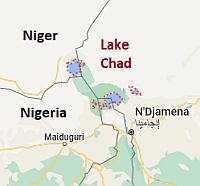 Lago Chad, ubicación en el mapa