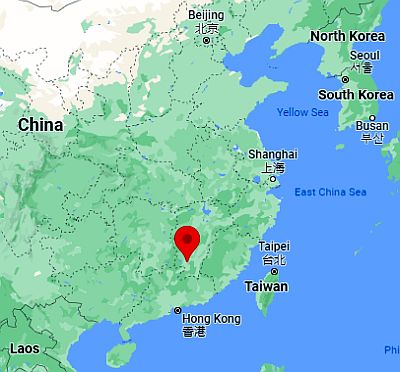 Ganzhou, ubicación en el mapa