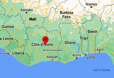 Bouaké, ubicación en el mapa