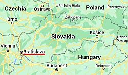 Bratislava, ubicación en el mapa