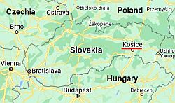 Kosice, ubicación en el mapa