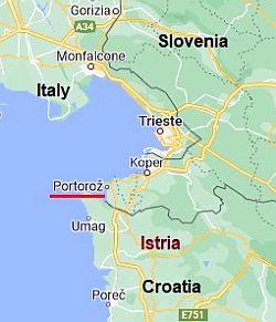 Portoroz, ubicación en el mapa