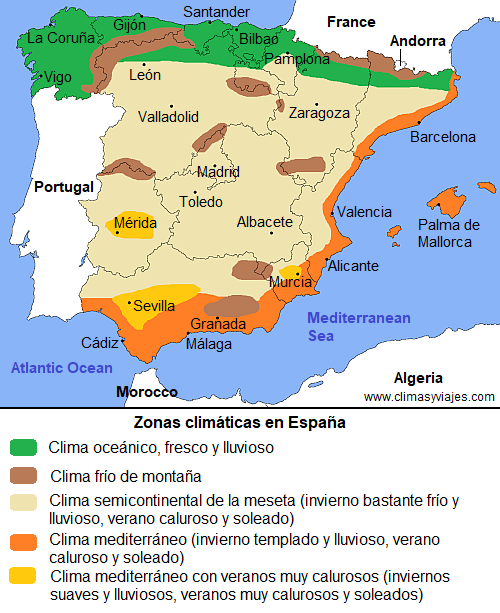 Zonas climáticas en España