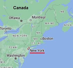 Nueva York, ubicación en el mapa