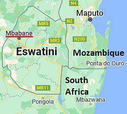 Mbabane, ubicación en el mapa