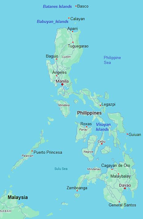 Mapa con ciudades - Filipinas