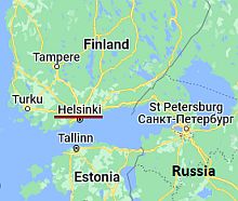 Helsinki, ubicación en el mapa