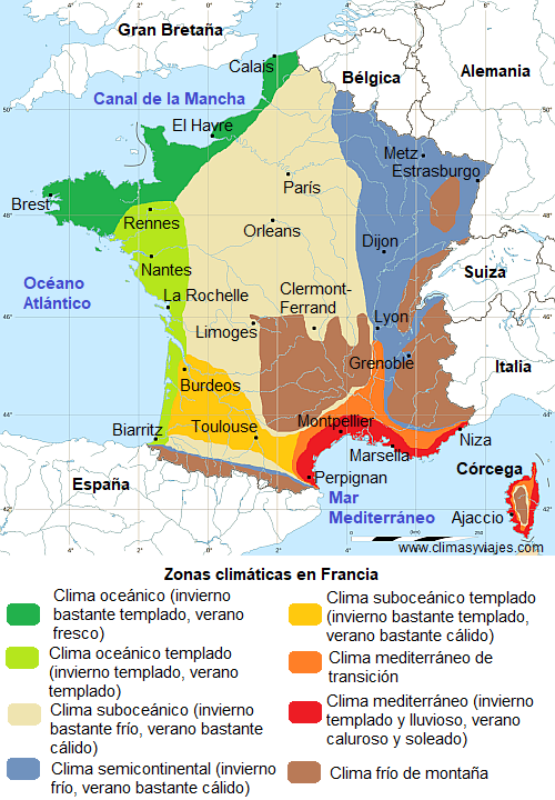 Zonas climáticas en Francia