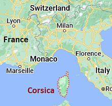 Córcega, ubicación en el mapa
