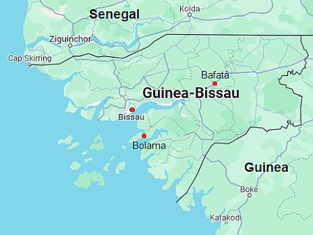 Mapa con ciudades - Guinea Bisáu
