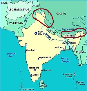 Áreas de la India ocupadas por el Himalaya
