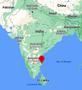 Chennai, ubicación en el mapa