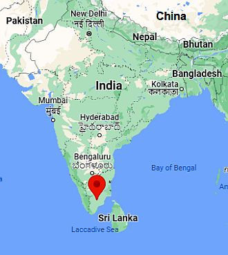 Madurai, ubicación en el mapa