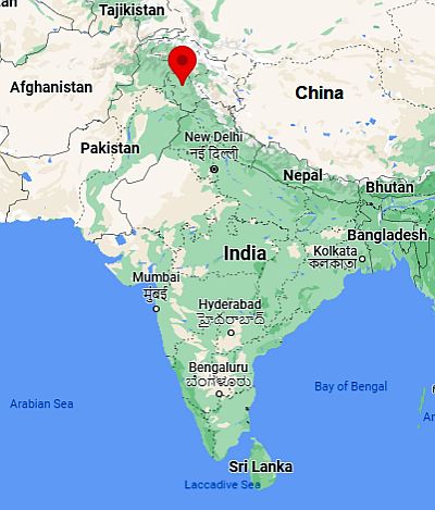 Srinagar, ubicación en el mapa