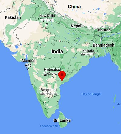 Vijayawada, ubicación en el mapa