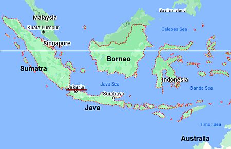Yakarta, ubicación en el mapa