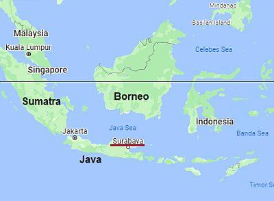 Surabaya, ubicación en el mapa