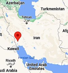 Ahvaz, ubicación en el mapa