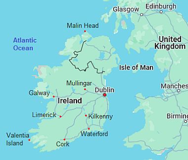 Mapa con ciudades - Irlanda
