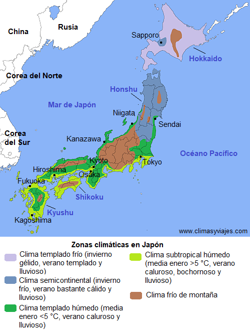 Zonas climáticas en Japón