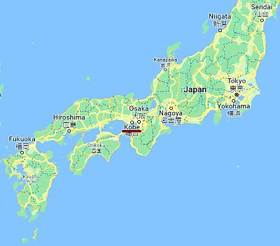 Kobe, ubicación en el mapa