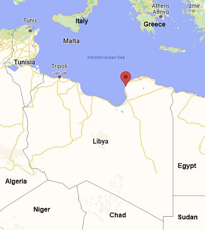 Bengasi, ubicación en el mapa