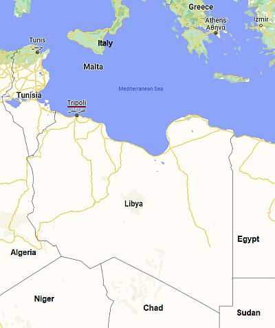 Tripoli, ubicación en el mapa