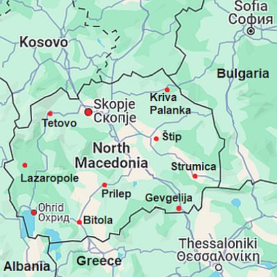 Mapa con ciudades - Macedonia